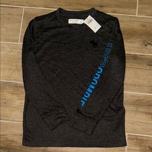 Abercrombie Kids Dark Gray Long Sleeve Tee with Blue Logo